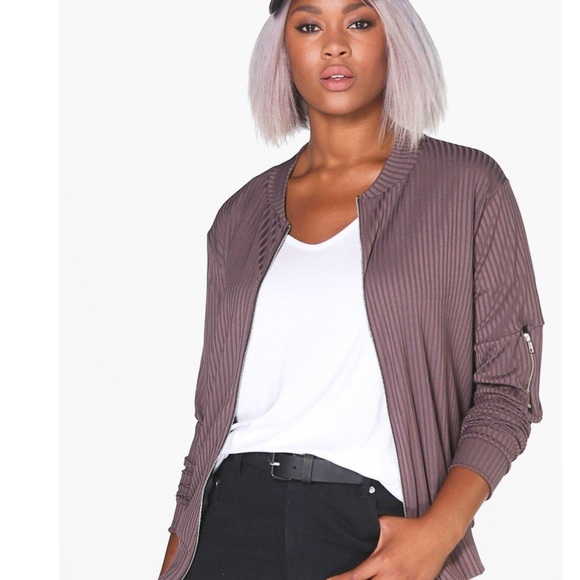 Plus Bex Ribbed Bomber Jacket - Picture 7 of 8